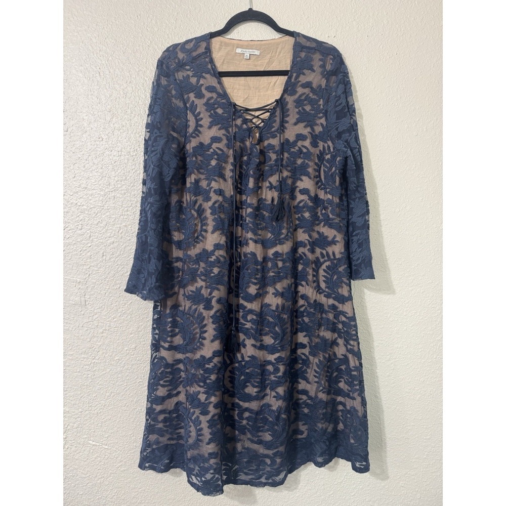 John Mark Xl Lace Dress Knee Length Party Event Formal Stretch Designer Navy